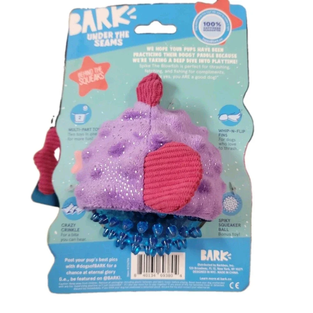 Bark Under the Sea Dog Toy – Spike the Blowfish – Plush Squeaky Toy